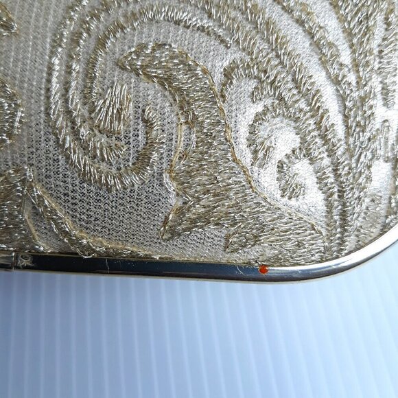 Lulu Townsend Gold Floral Clutch Handbag Party Wedding Date Night Event Festive - Picture 15 of 15